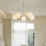 Tulip Matcha Green Crown Chandelier with White Glass Shades for Modern Living Spaces