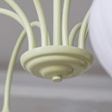 Tulip Matcha Green Crown Chandelier with White Glass Shades for Modern Living Spaces