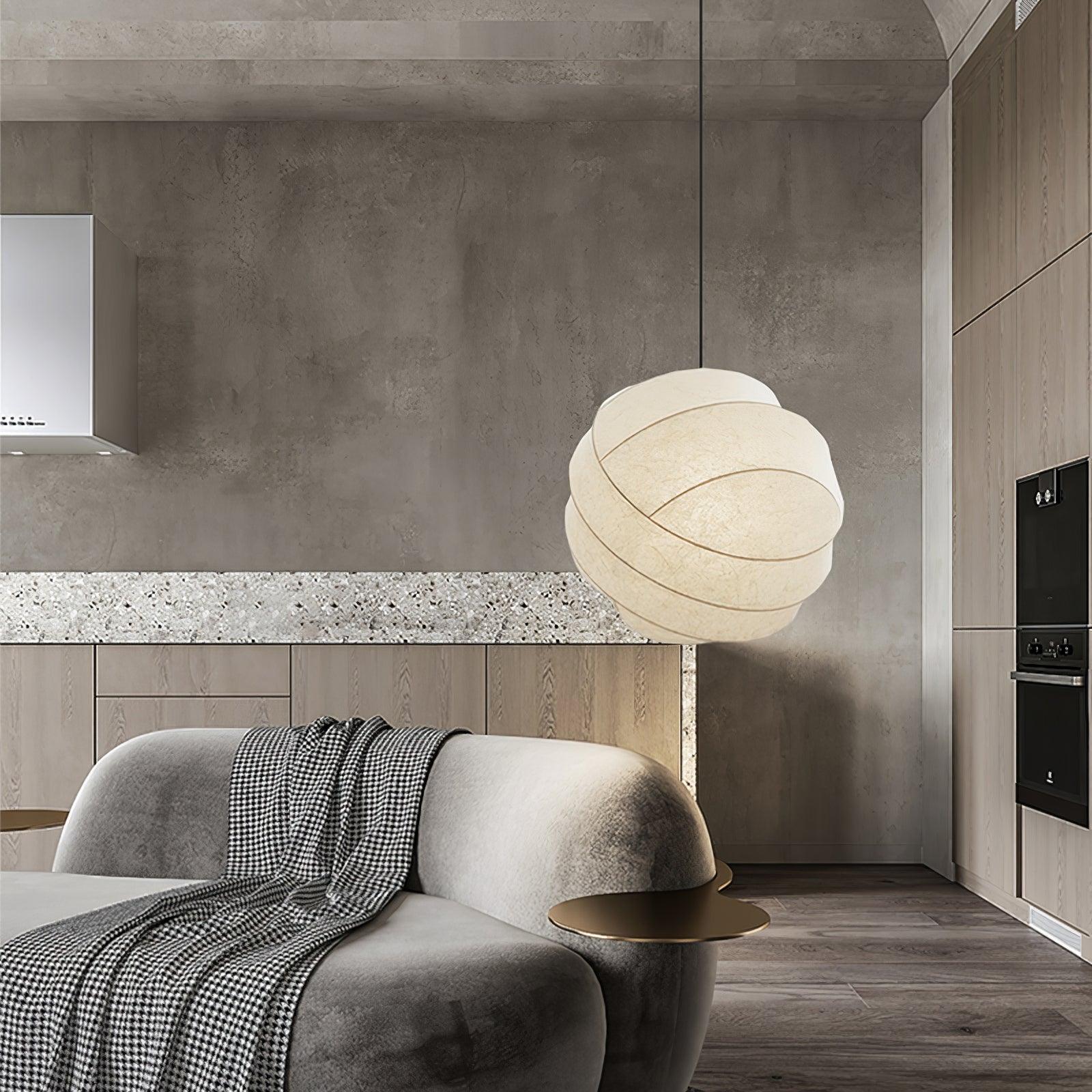 Turner Modern Cocoon Sphere Pendant Light Geometric Hanging Ceiling Lamp in White and Black