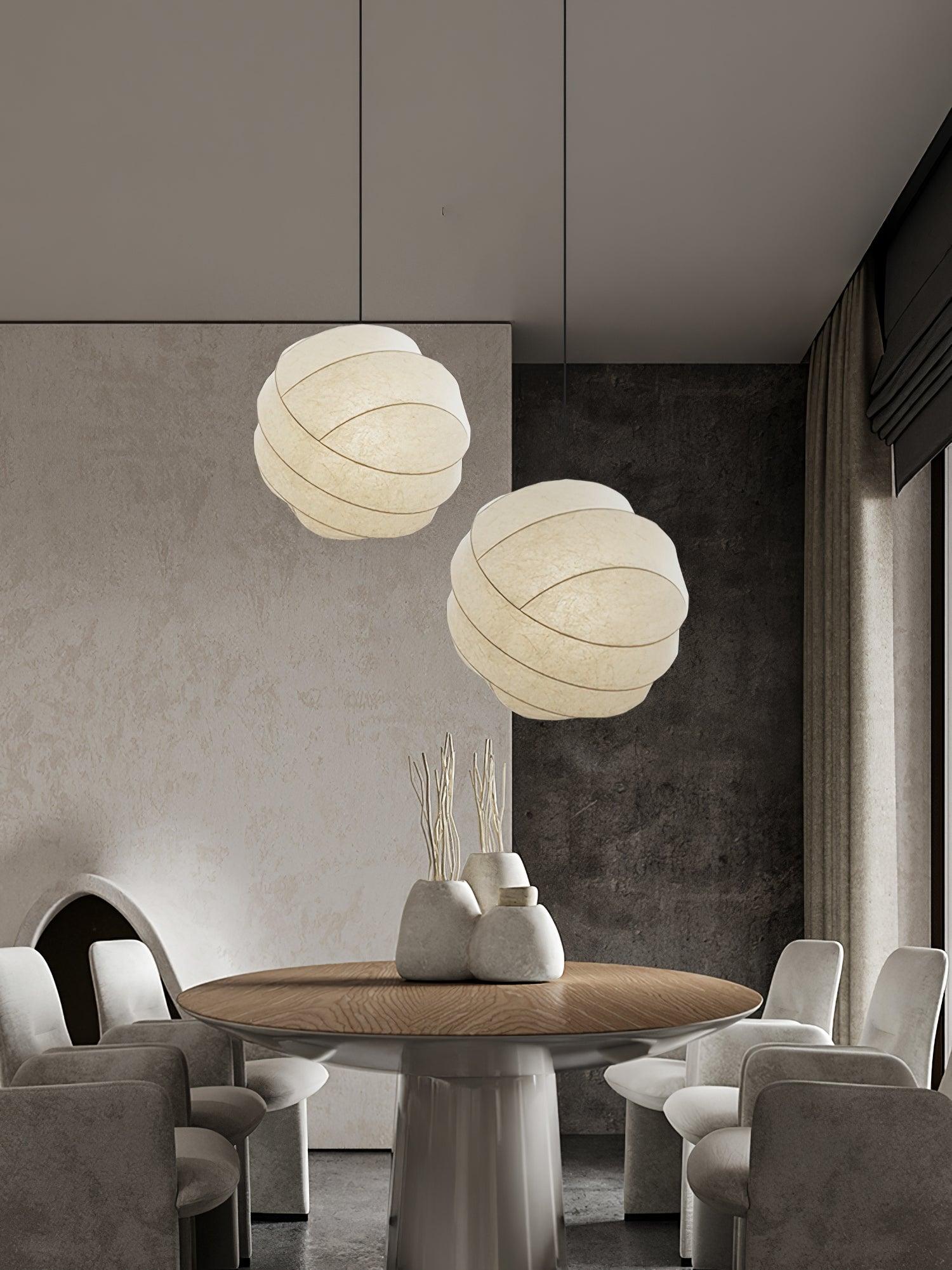 Turner Modern Cocoon Sphere Pendant Light Geometric Hanging Ceiling Lamp in White and Black
