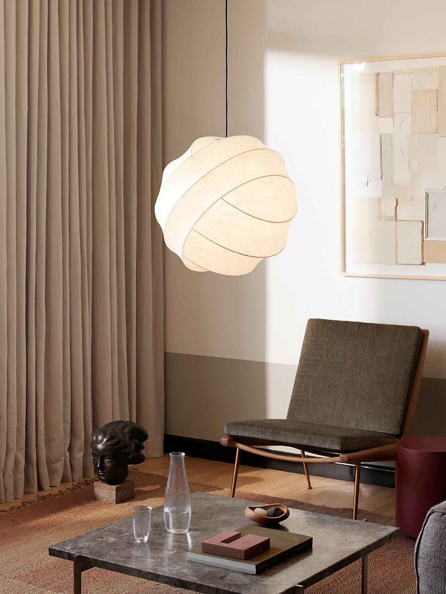 Turner Modern Cocoon Sphere Pendant Light Geometric Hanging Ceiling Lamp in White and Black