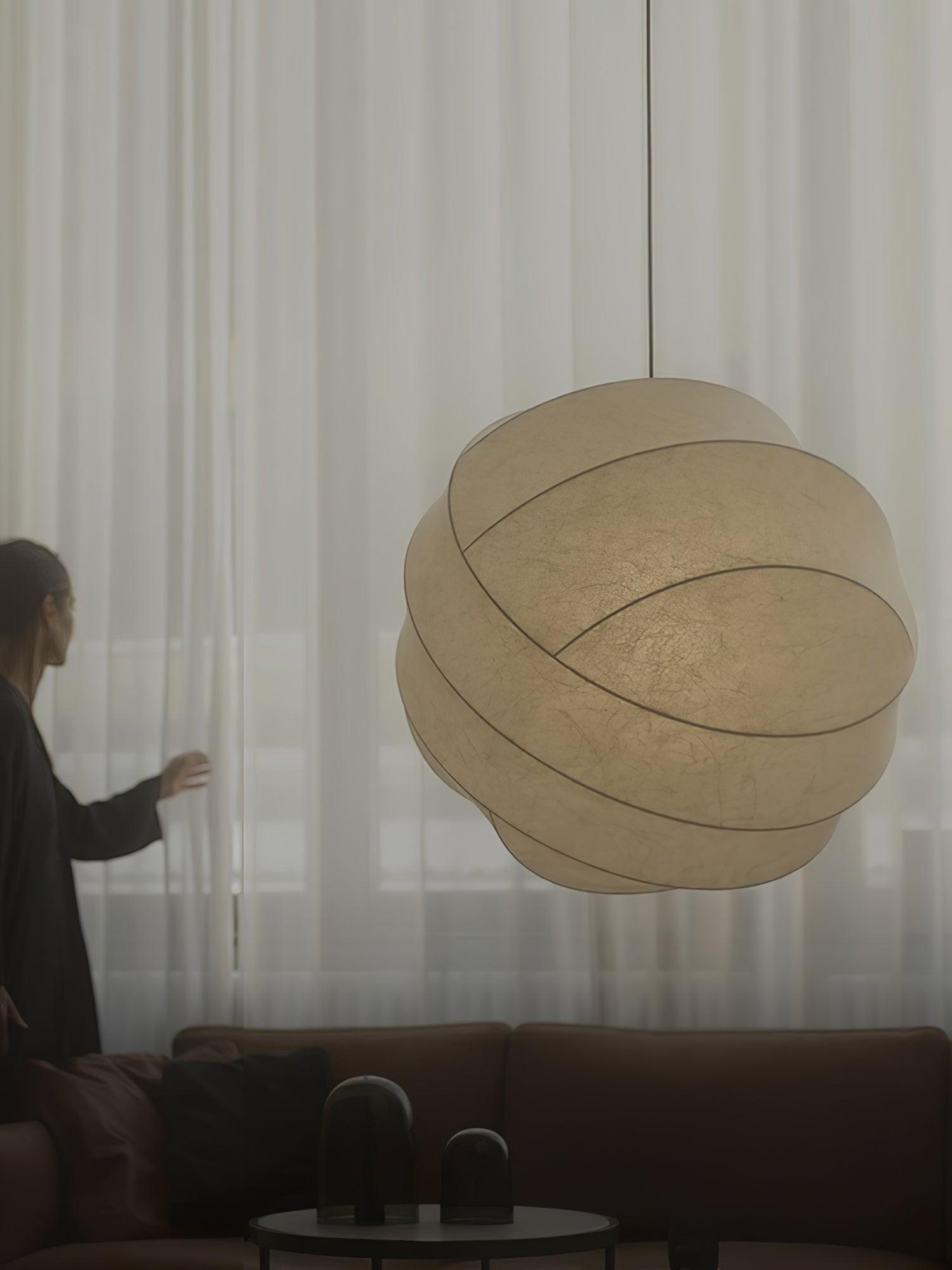 Turner Modern Cocoon Sphere Pendant Light Geometric Hanging Ceiling Lamp in White and Black