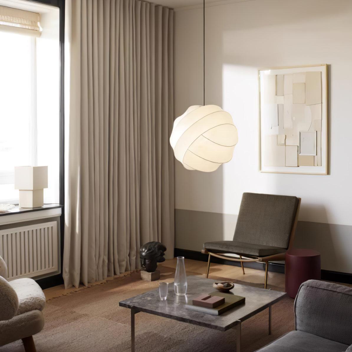 Turner Modern Cocoon Sphere Pendant Light Geometric Hanging Ceiling Lamp in White and Black