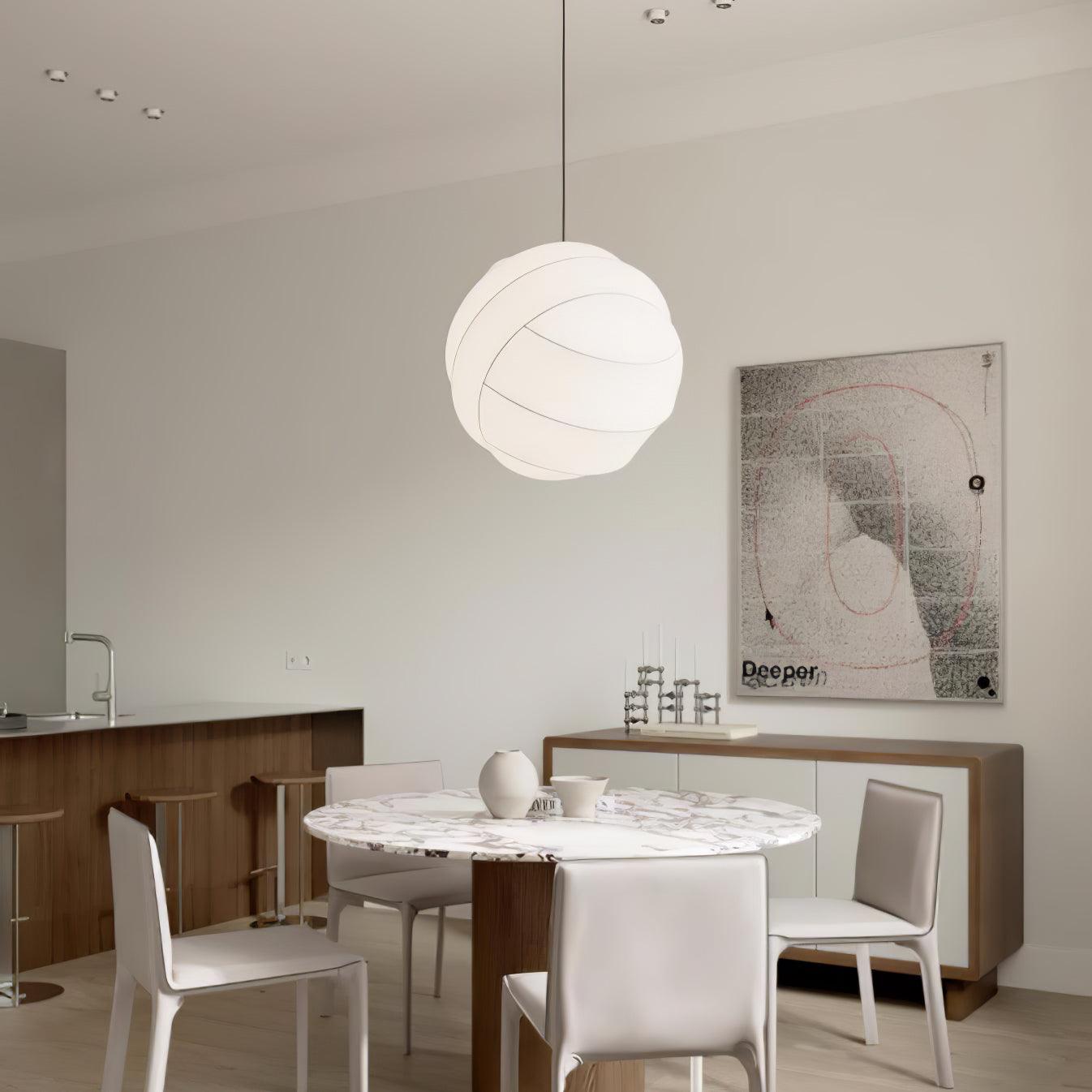 Turner Modern Cocoon Sphere Pendant Light Geometric Hanging Ceiling Lamp in White and Black