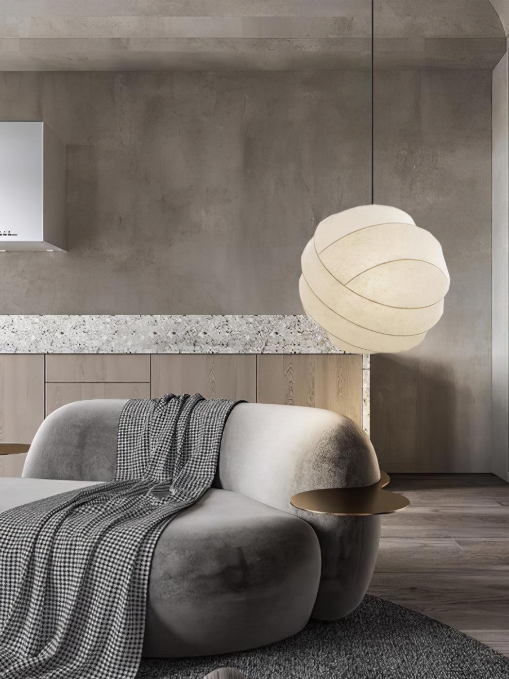 Turner Modern Cocoon Sphere Pendant Light Geometric Hanging Ceiling Lamp in White and Black