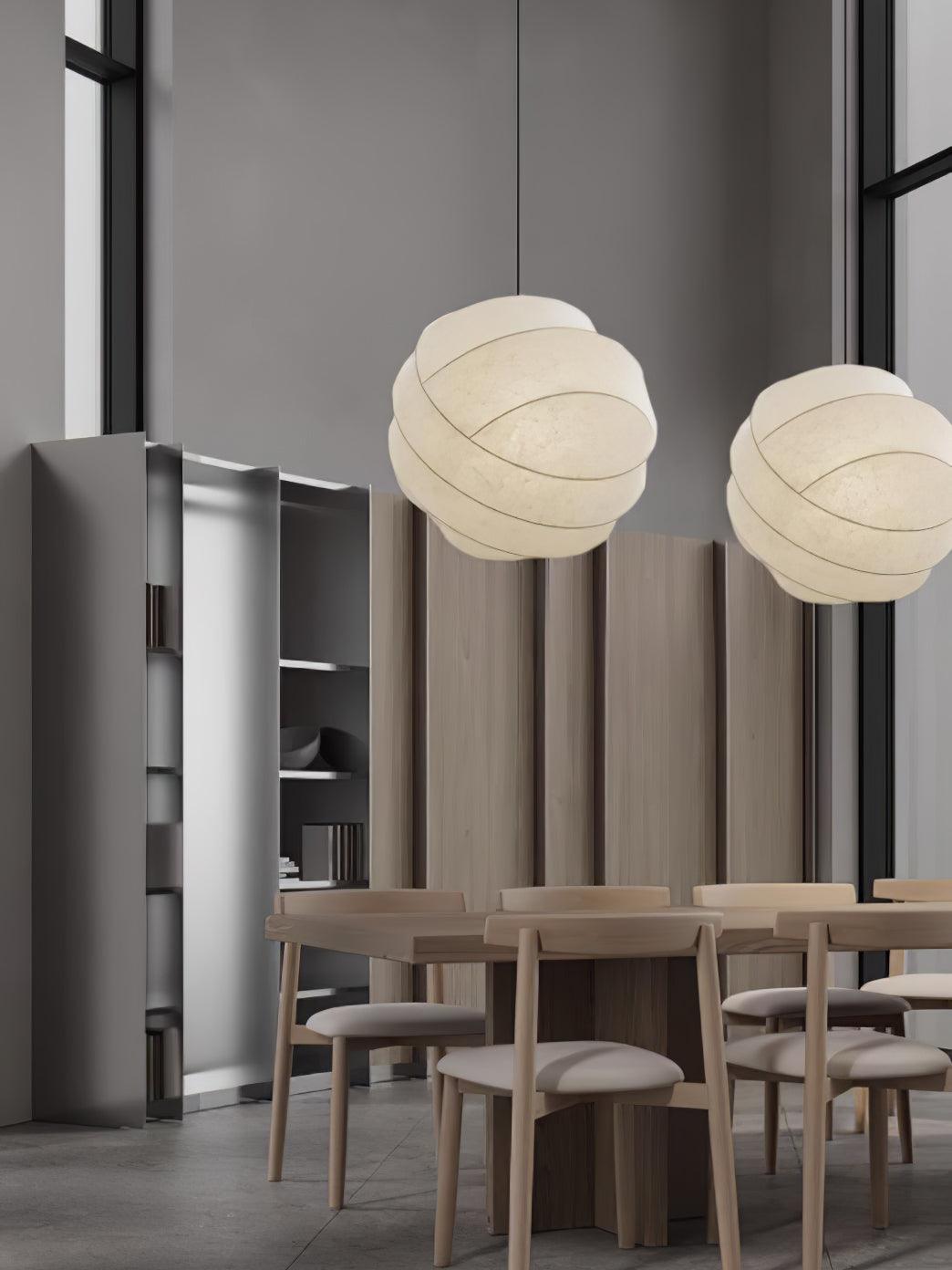 Turner Modern Cocoon Sphere Pendant Light Geometric Hanging Ceiling Lamp in White and Black