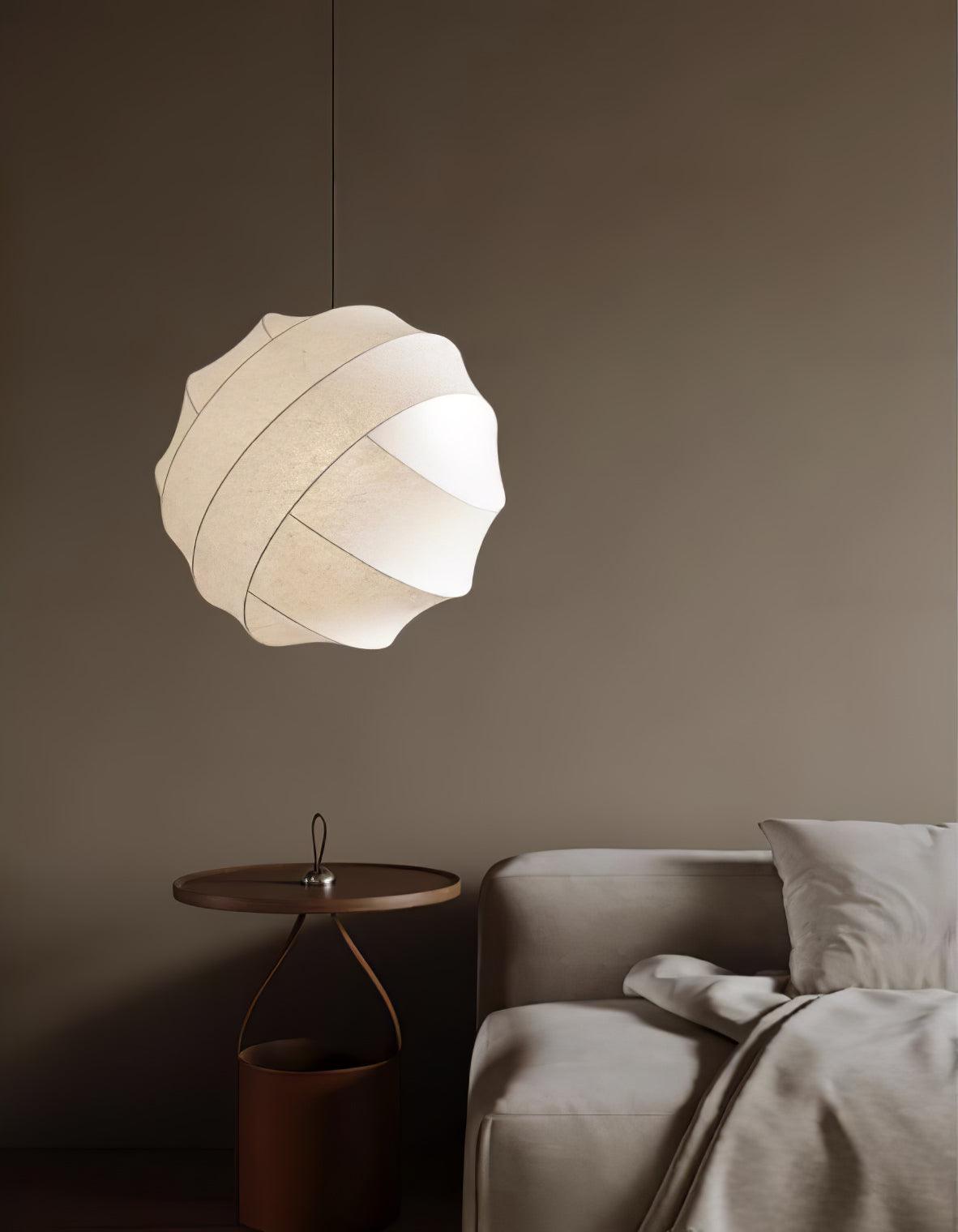 Turner Modern Cocoon Sphere Pendant Light Geometric Hanging Ceiling Lamp in White and Black