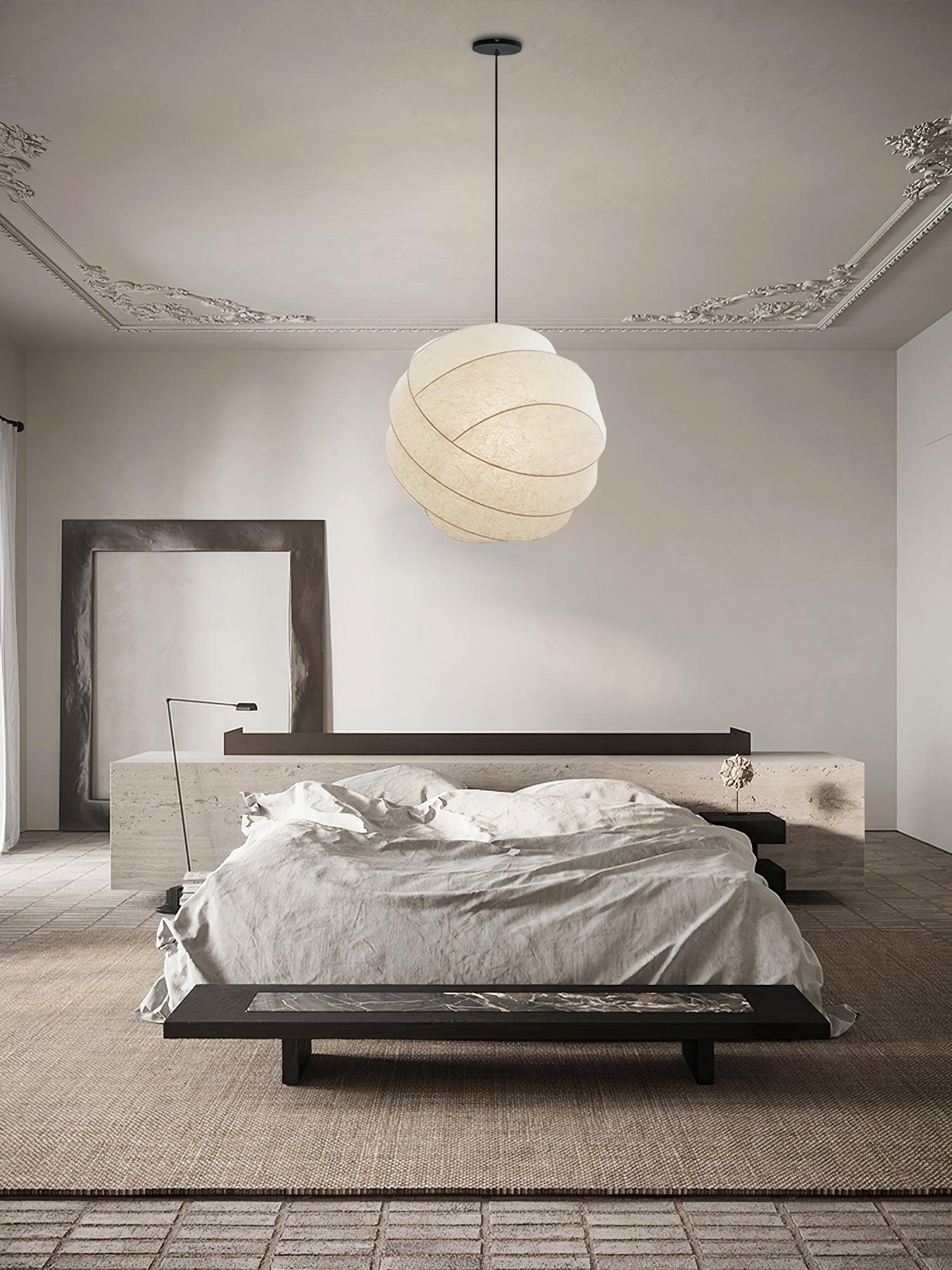 Turner Modern Cocoon Sphere Pendant Light Geometric Hanging Ceiling Lamp in White and Black