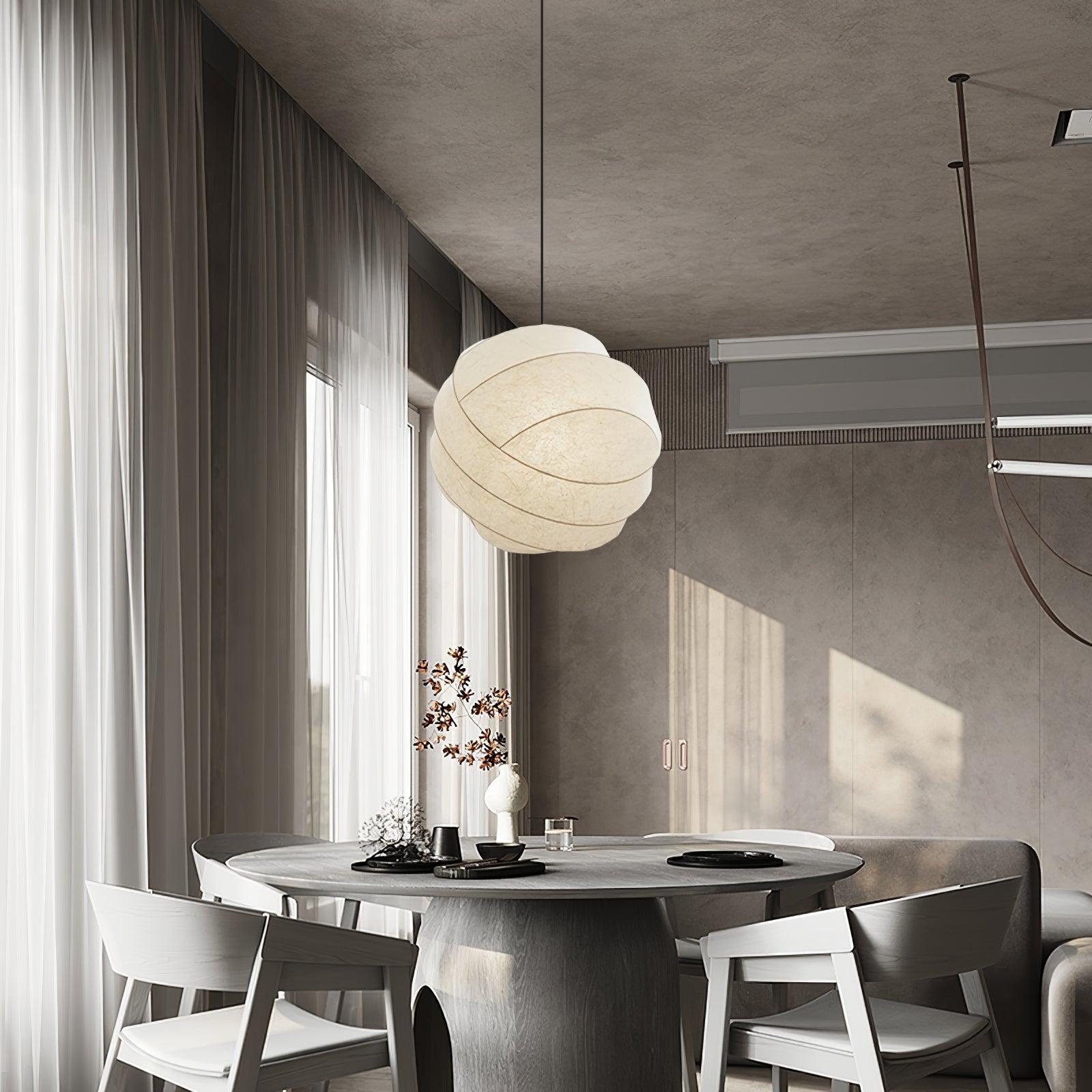 Turner Modern Cocoon Sphere Pendant Light Geometric Hanging Ceiling Lamp in White and Black