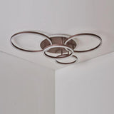 Modern 4 Ring LED Flush Mount Ceiling Light Dimmable Lighting Fixture with Remote Control