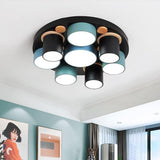 Modern Geometric Lantern LED Flush Mount Ceiling Light Fixture for Living Room and Bedroom Lighting