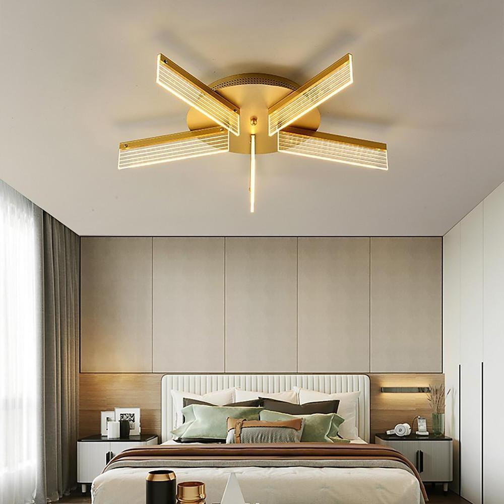 Modern Gold Petal Design LED Flush Mount Ceiling Lamp for Living Room Bedroom