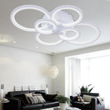 Modern Multi Ring LED Flush Mount Ceiling Light Dimmable Geometric Chandelier for Living Room