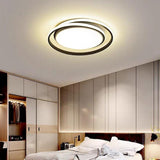 Modern Circular LED Flush Mount Ceiling Light for Bedroom and Living Room in Black or Gold