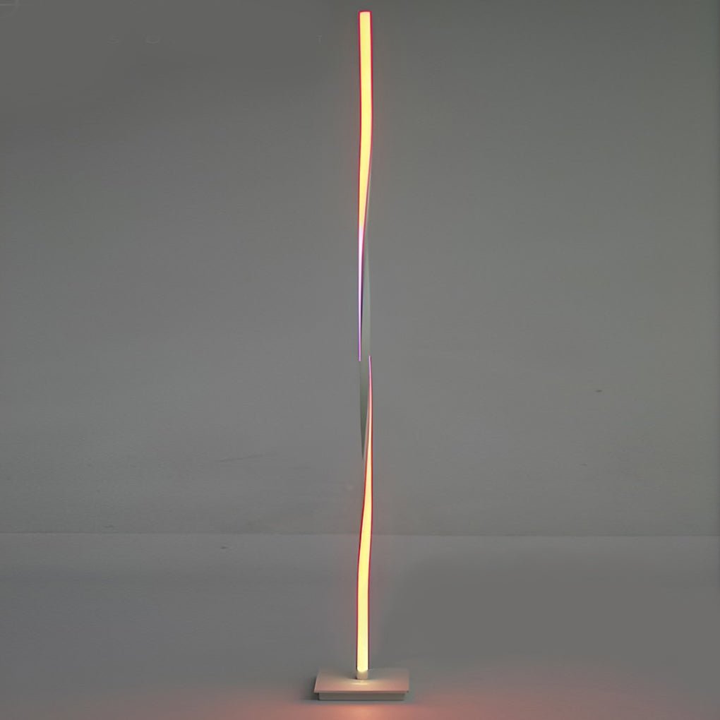 Modern 49 Inch Black Aluminum Spiral LED Floor Lamp with Dimmable RGB Lighting for Living Rooms