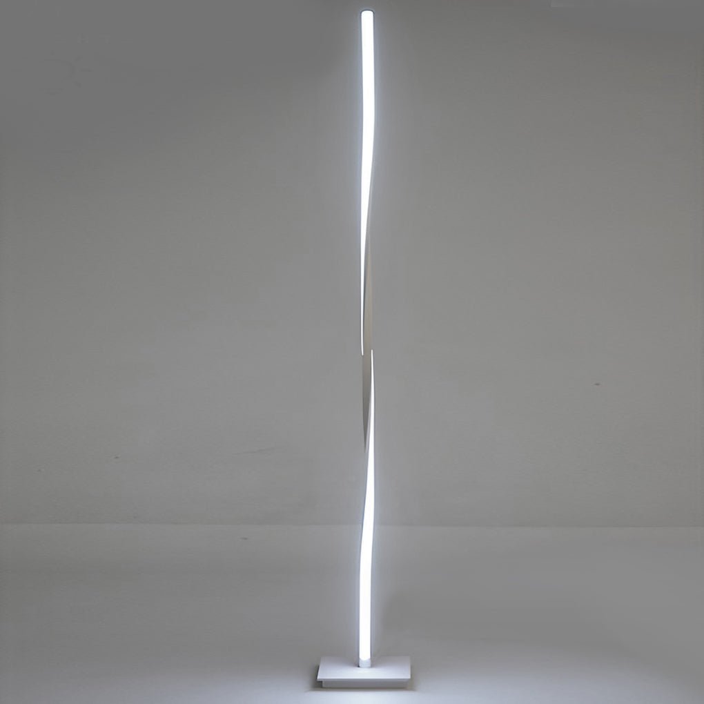 Modern 49 Inch Black Aluminum Spiral LED Floor Lamp with Dimmable RGB Lighting for Living Rooms