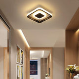 Modern Black Dual Square LED Flush Mount Ceiling Light for Hallway and Kitchen