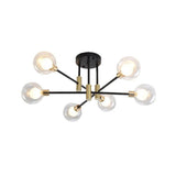 Modern 6 Light Glass Globe Sputnik Flush Mount LED Ceiling Light for Bedroom and Living Room