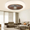 20 Inch Enclosed Bladeless Ceiling Fan with Dimmable LED Light Flush Mount Low Profile Fixture