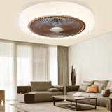 20 Inch Enclosed Bladeless Ceiling Fan with Dimmable LED Light Flush Mount Low Profile Fixture