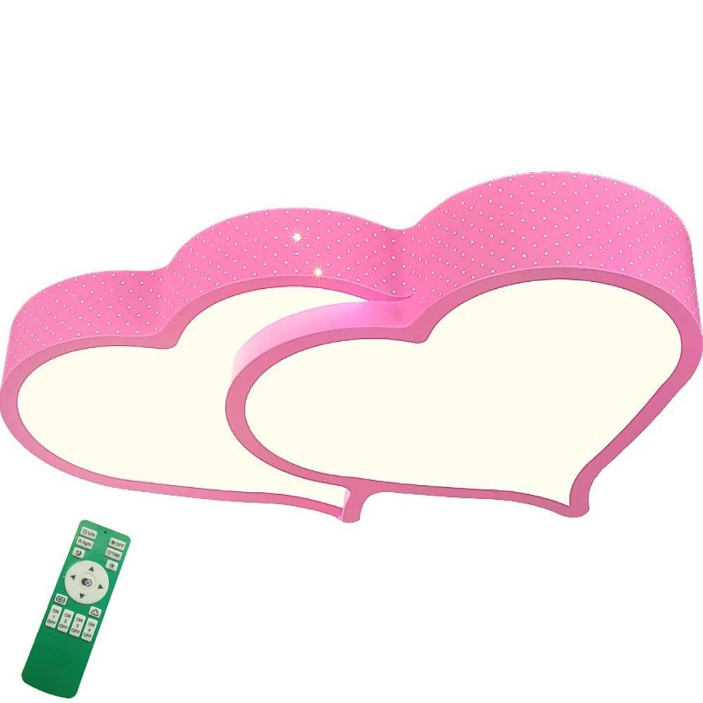 Modern Dimmable Heart Shaped LED Flush Mount Ceiling Light with Remote Control Metal Fixture