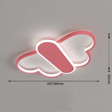 Modern Butterfly LED Flush Mount Ceiling Light Dimmable Remote Control Kids Bedroom Fixture