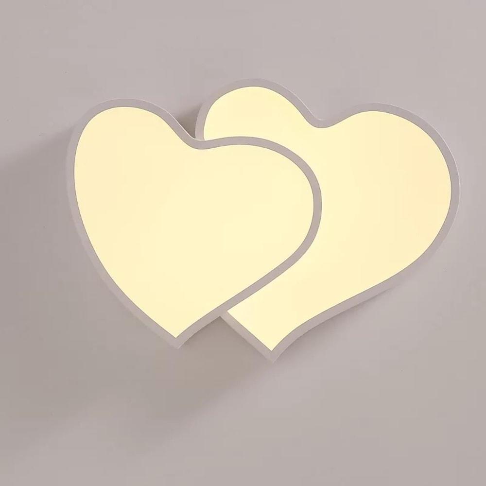 Modern Dimmable Heart Shaped LED Flush Mount Ceiling Light with Remote Control Metal Fixture