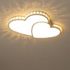 Romantic Gold Double Heart LED Flush Mount Ceiling Light Dimmable Fixture for Bedrooms