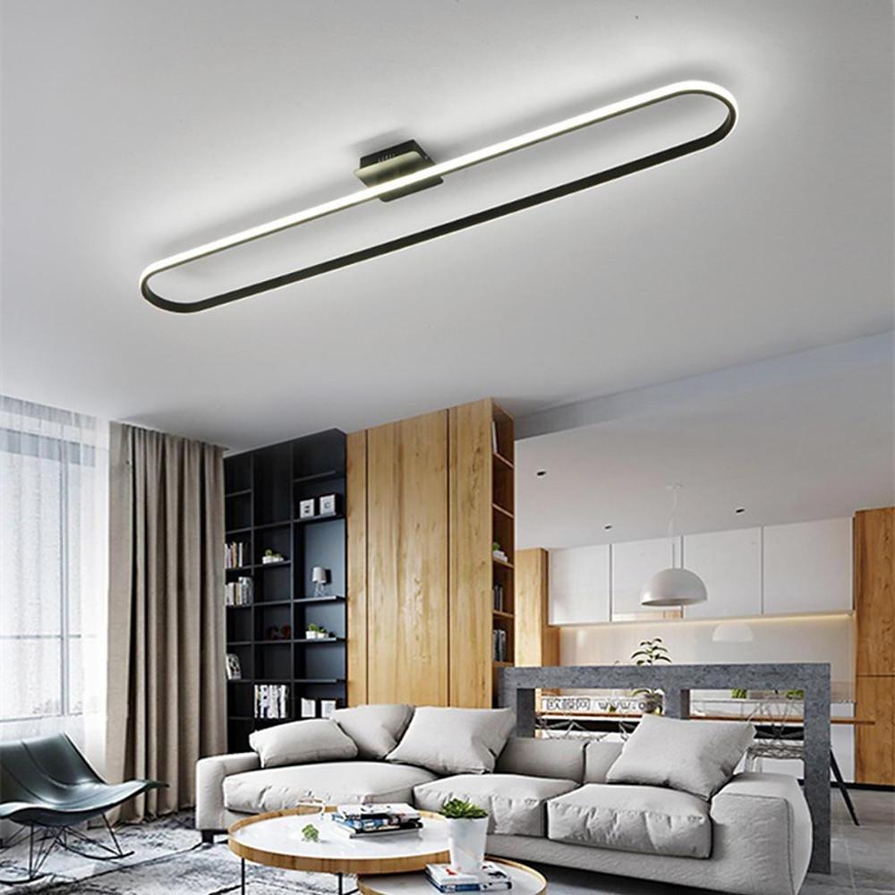 Modern Rounded Rectangle LED Flush Mount Ceiling Light Minimalist Aluminum Fixture