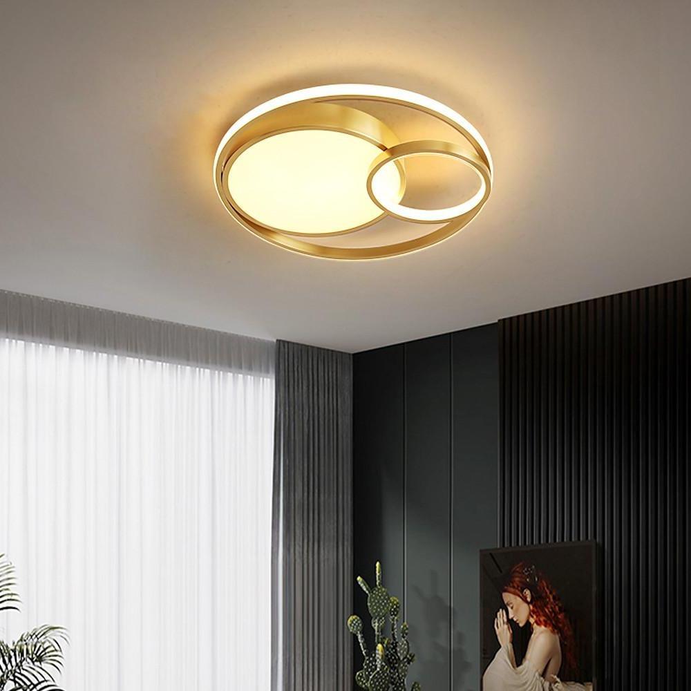 Modern Dimmable LED Flush Mount Ceiling Light with Geometric Overlapping Circles for Bedroom and Living Room