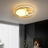 Modern Dimmable LED Flush Mount Ceiling Light with Geometric Overlapping Circles for Bedroom and Living Room