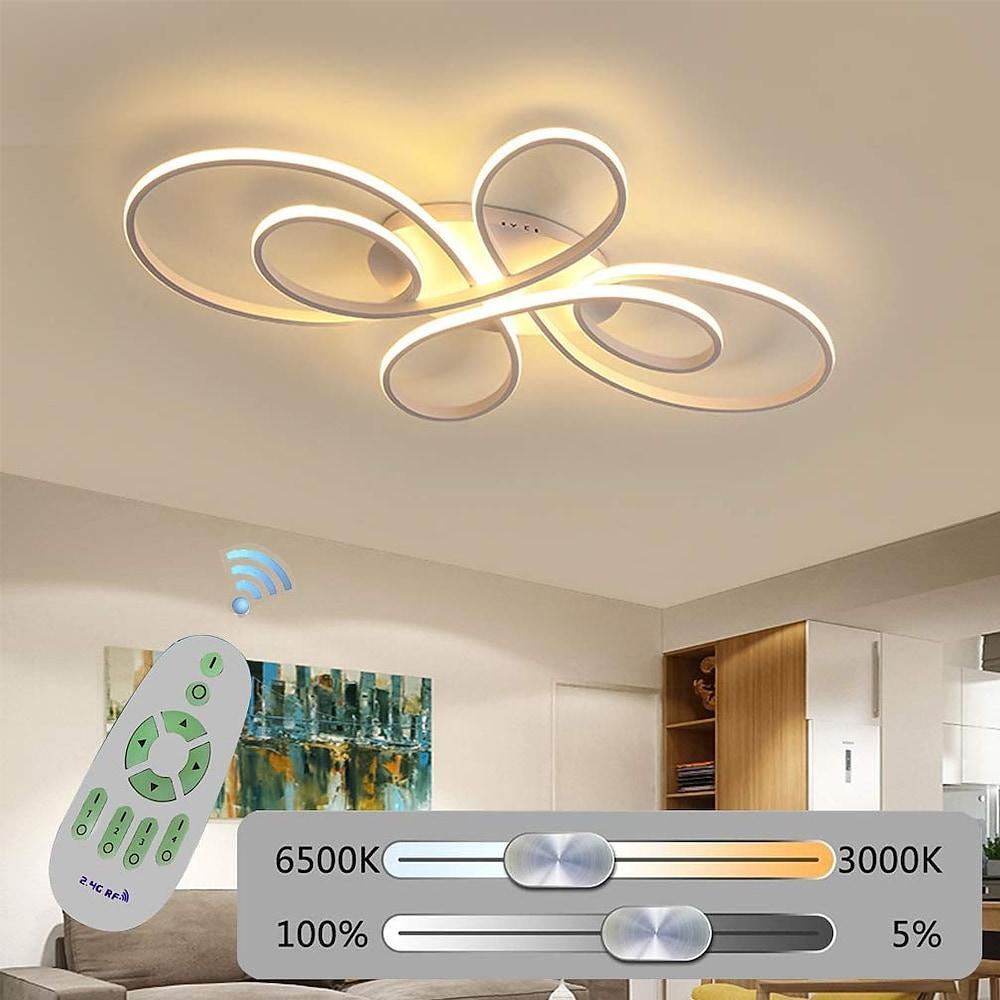 Modern Artistic Curved LED Ceiling Light Dimmable Flush Mount Chandelier for Living Room