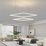 Ultra Thin Modern White Square LED Ring Chandelier Three Step Dimming Ceiling Light