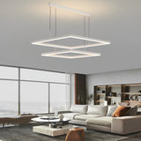 Ultra Thin Modern White Square LED Ring Chandelier Three Step Dimming Ceiling Light