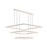Ultra Thin Modern White Square LED Ring Chandelier Three Step Dimming Ceiling Light