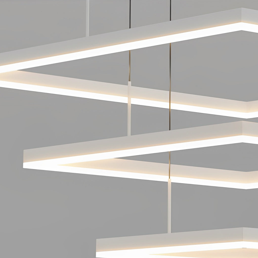 Ultra Thin Modern White Square LED Ring Chandelier Three Step Dimming Ceiling Light