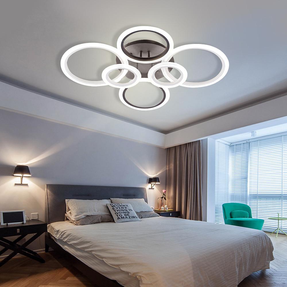Modern Geometric Circles LED Cluster Ceiling Light Flush Mount Fixture for Bedroom and Living Room