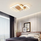 Modern Geometric Square LED Ceiling Light Dimmable Flush Mount Fixture for Bedroom and Living Room