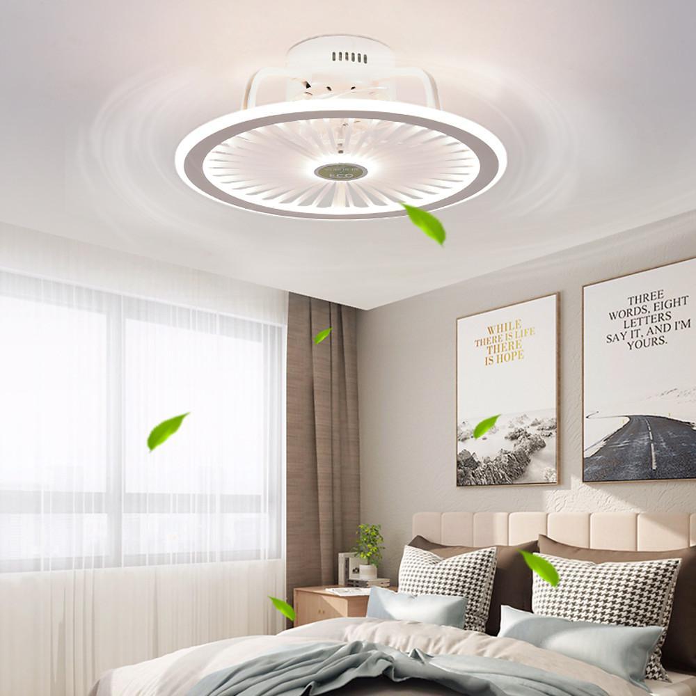 Circular 19 Inch LED Ceiling Fan Bladeless Design Dimmable Lighting for Modern Home Office