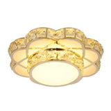 Modern Flower Crystal LED Flush Mount Ceiling Light for Entryway and Hallway Decor