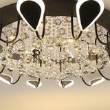 Modern Flower Petal Dimmable LED Crystal Flush Mount Ceiling Lamp
