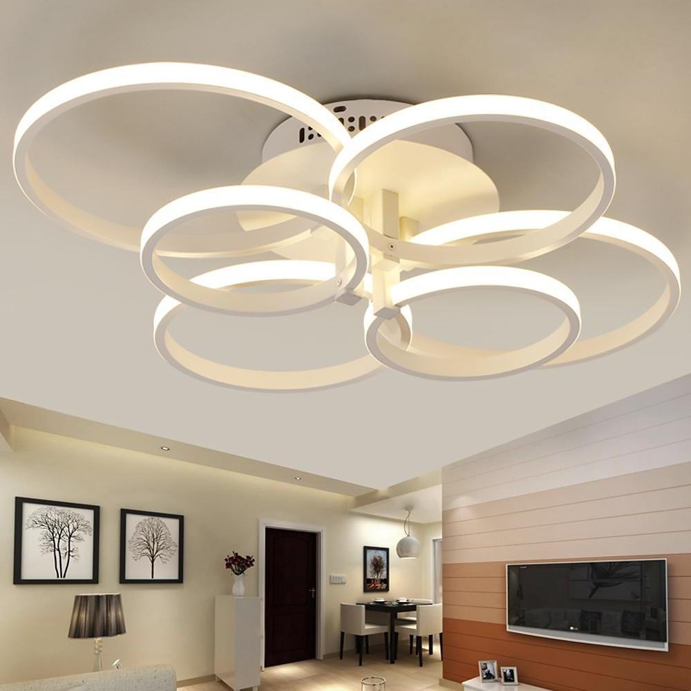 Contemporary 6 Light LED Flush Mount Ceiling Lamp with Metal and Silica Gel Geometric Design