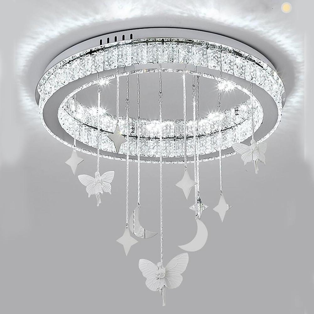 Modern Circular LED Crystal Chandelier Flush Mount Ceiling Light for Luxury Interior Spaces