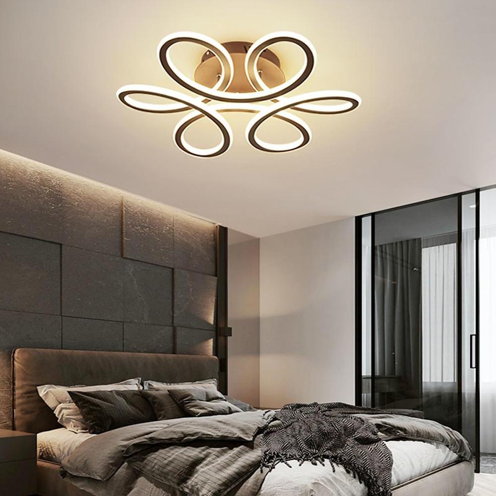 Elegant Swirl Flower Dimmable LED Ceiling Light Modern Flush Mount Fixture in Gold or Coffee