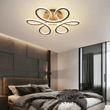 Elegant Swirl Flower Dimmable LED Ceiling Light Modern Flush Mount Fixture in Gold or Coffee