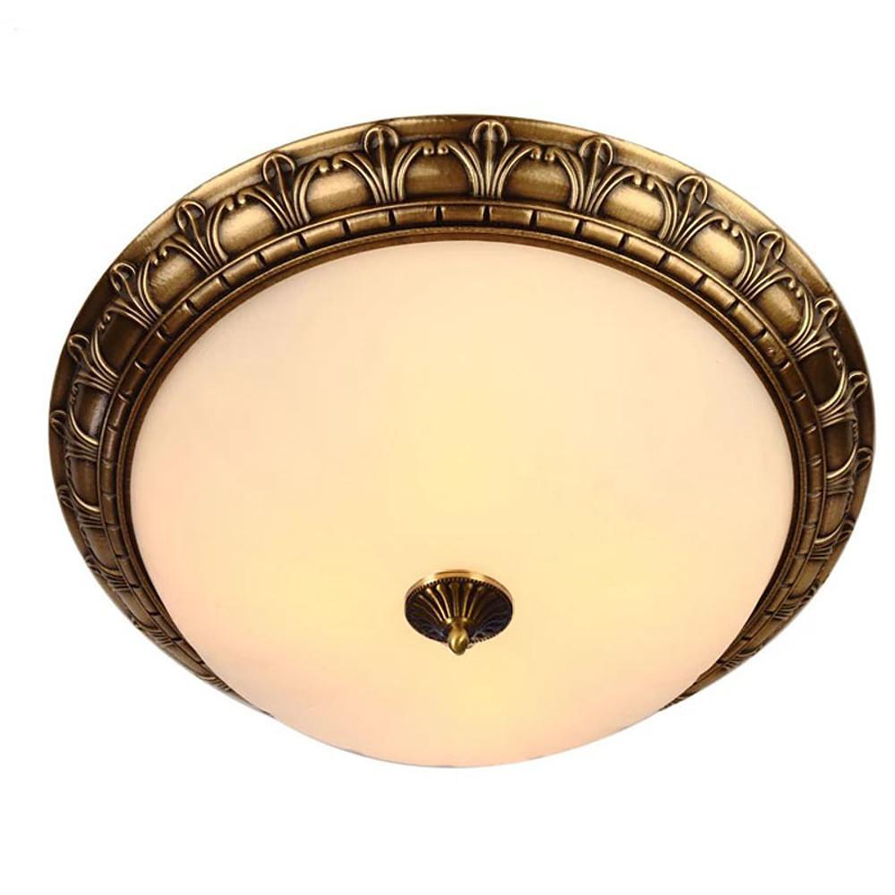 Vintage Bronze Flush Mount Ceiling Light Fixture with Frosted Glass Shade for Hallways and Bedrooms