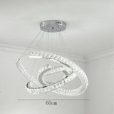 Modern Wave Crystal LED Flush Mount Ceiling Light Stainless Steel Fixture for Dining Room