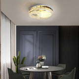 Modern Crystal LED Ceiling Light Overlapping Circles Stainless Steel Flush Mount Lighting