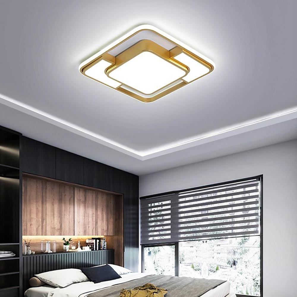 Modern Geometric Square LED Flush Mount Ceiling Light Fixture for Bedroom Living Room and Office