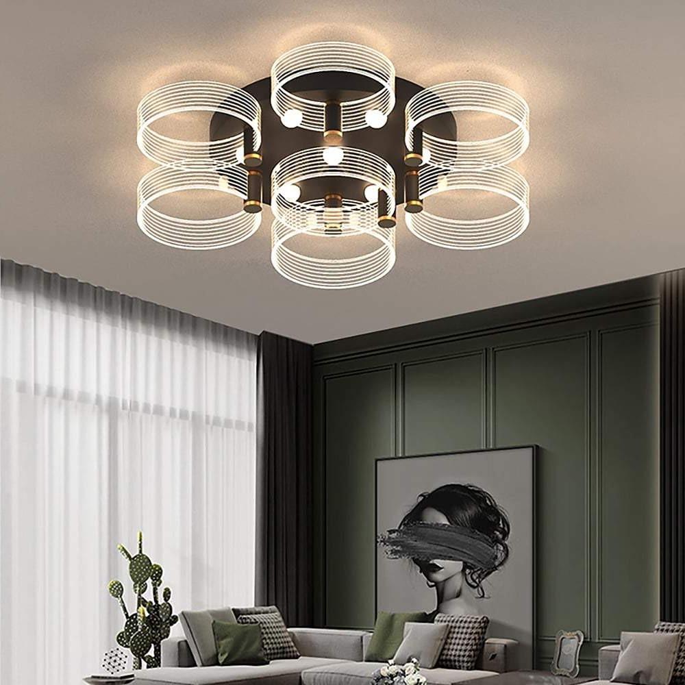Modern Geometric Circles LED Flush Mount Ceiling Light for Contemporary Living Room
